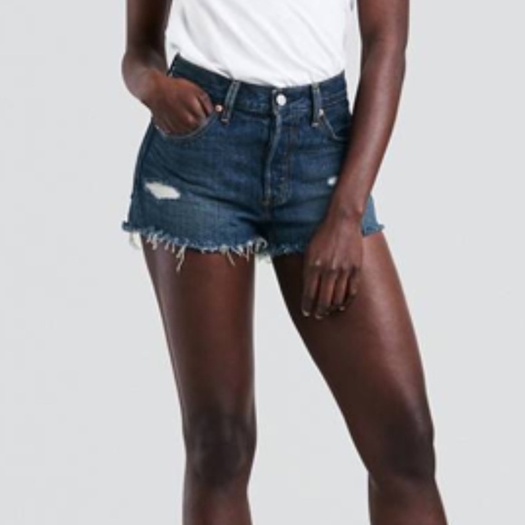 LEVI'S 501 Cutoff Jean Shorts Silver Lake Medium Wash Denim Distressed Size 27 - Picture 13 of 13